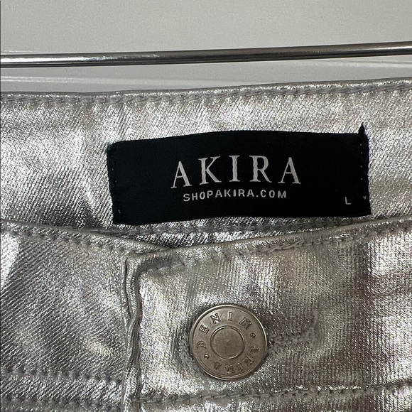 AKIRA “Born to Shine” Metallic Straight-Leg Pants – Size L - Picture 2 of 7